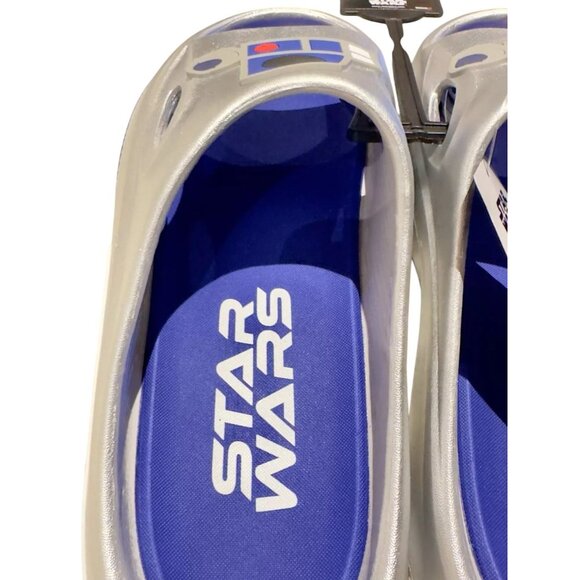 Disney Star Wars Mens Novelty Sport R2 D2 Slides Silver Sandals Size 7 New - Picture 9 of 14
